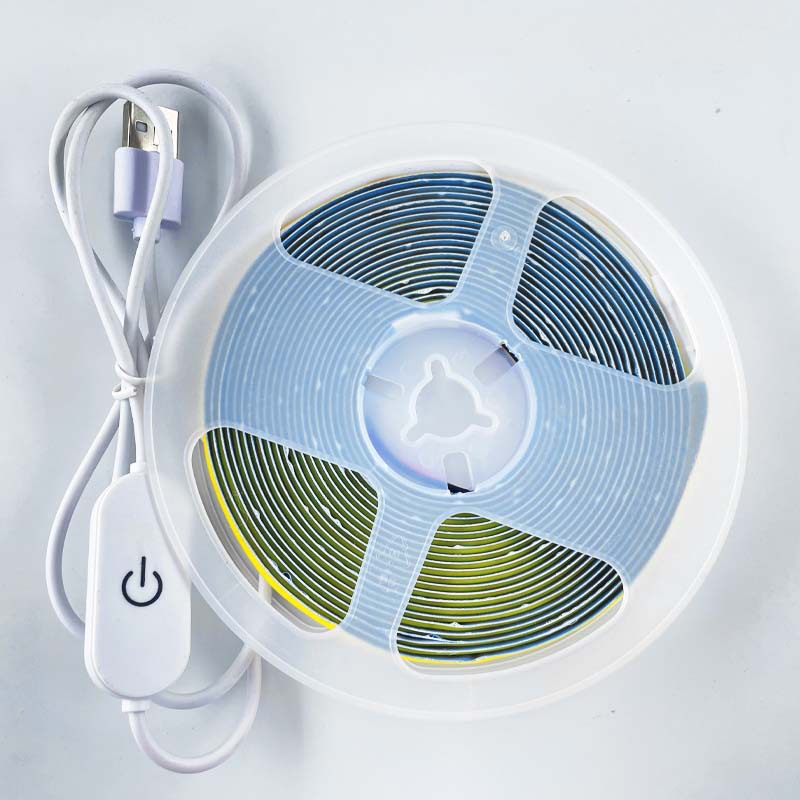 COB strip reel with USB lead and inline touch control.