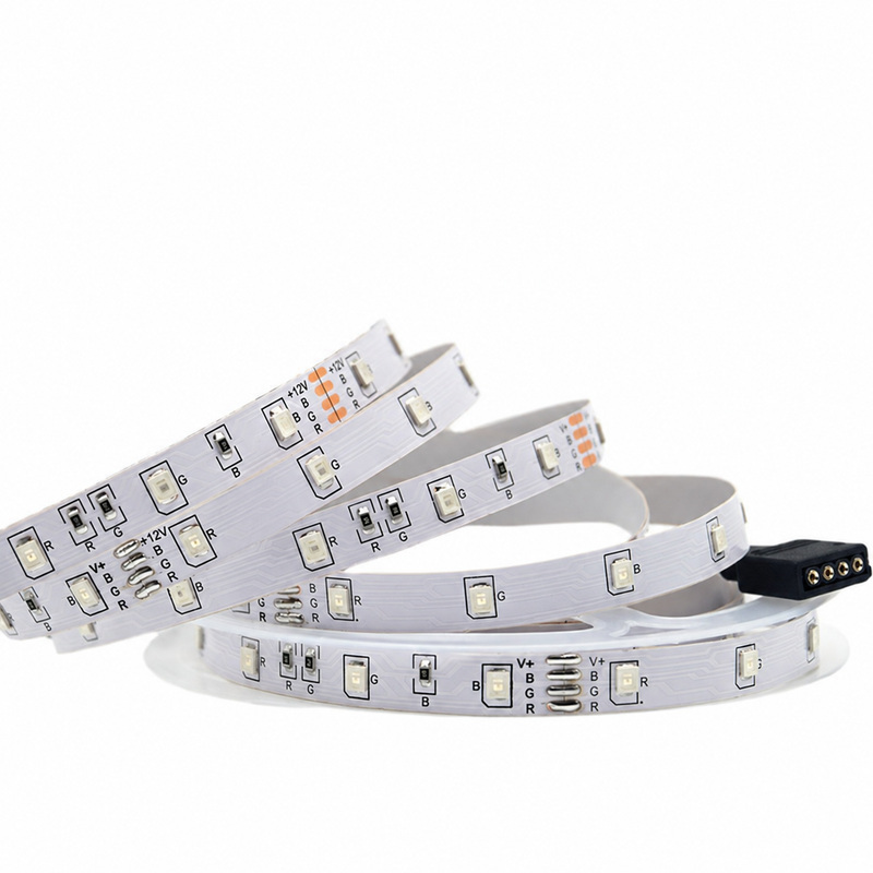 Expanded RGB strip with marked pads and connector.