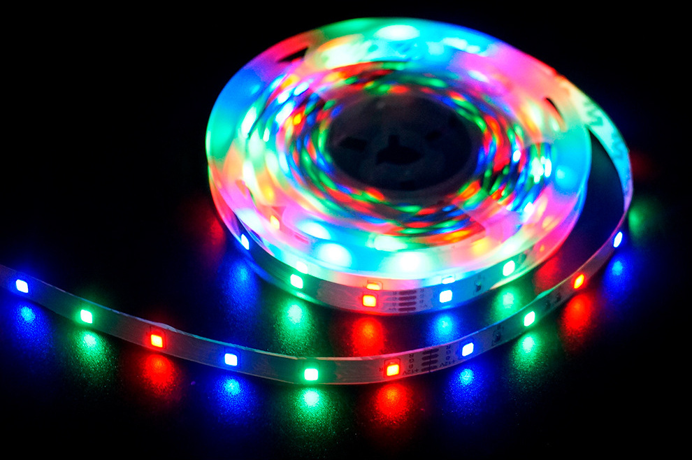 RGB strip showing separate colors along its length.