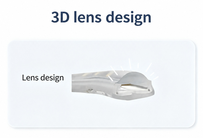 Cutaway view of the clear lens cover.