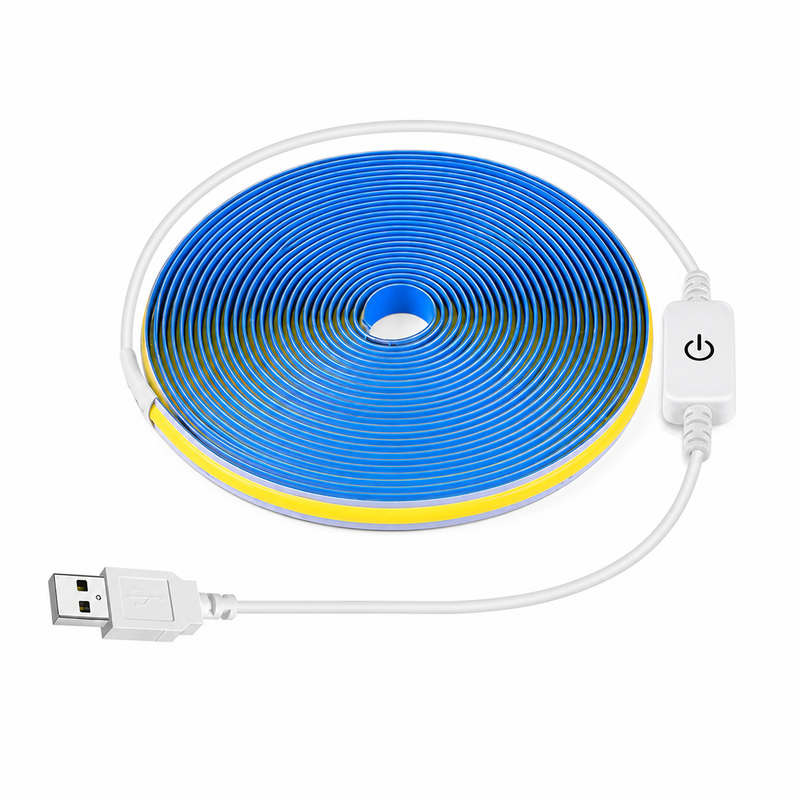 COB strip coil with USB power lead and inline touch control.