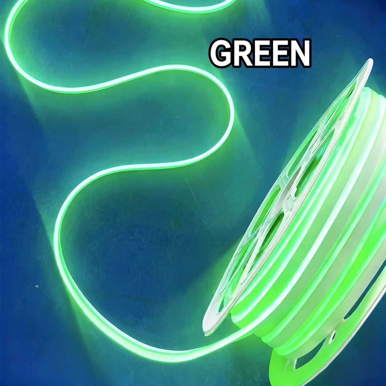 12V Side-View Flexible Neon Strip - green lighting effect