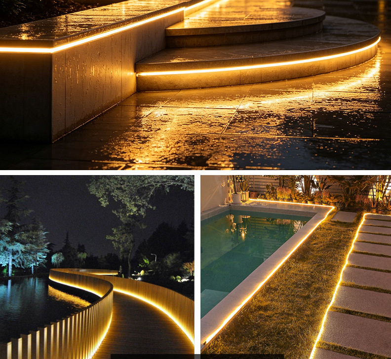 220V COB LED Strip with Plug and Switch - outdoor application reference