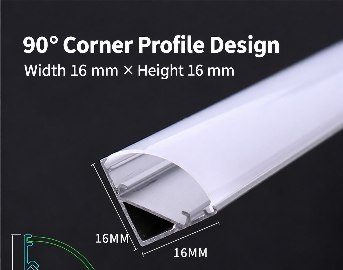 220V V-Shape Corner LED Light Bar - 16 by 16 mm profile dimensions