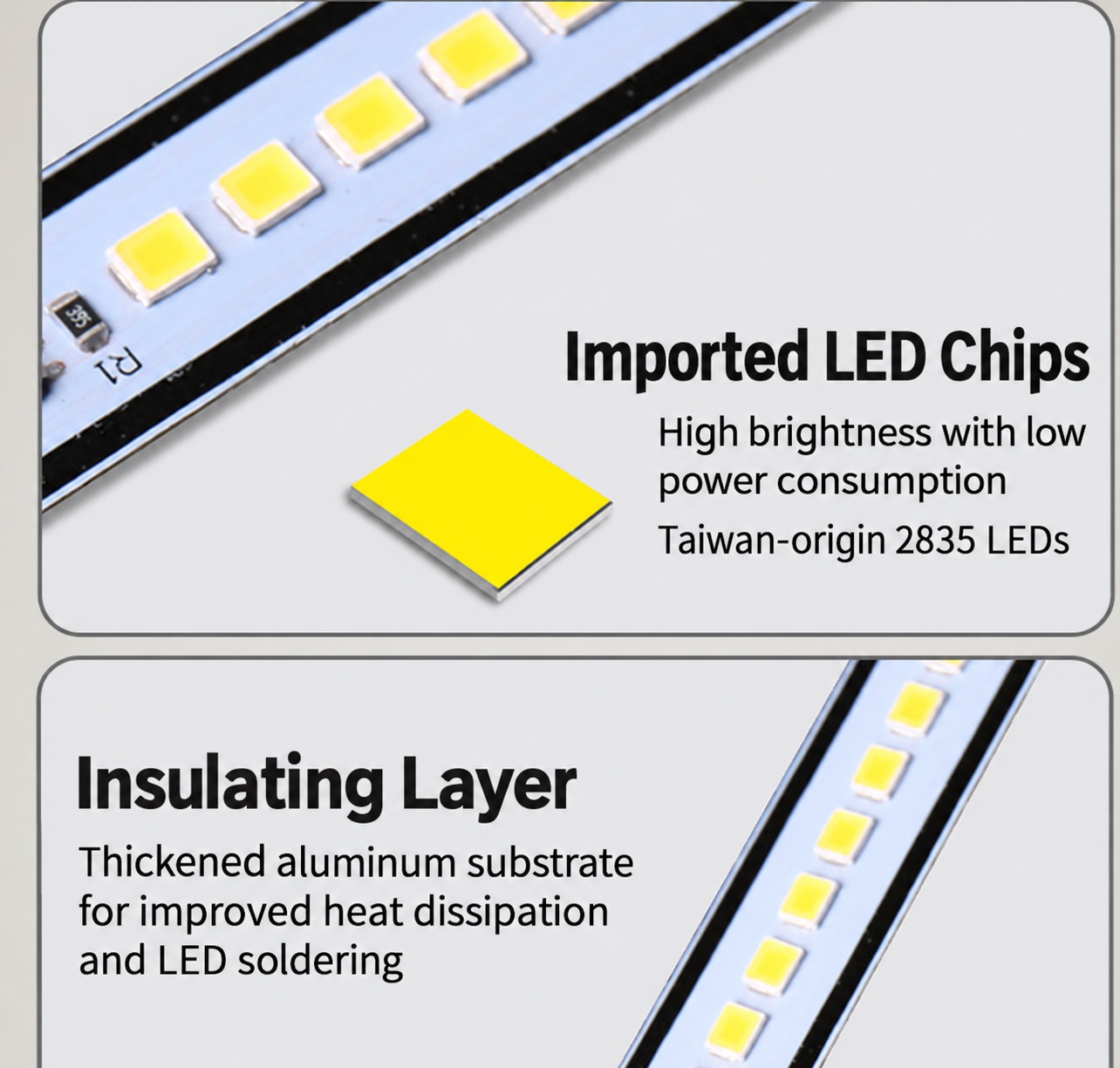 220V V-Shape Corner LED Light Bar - LED board and insulating layer detail