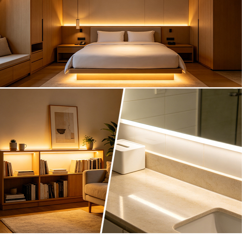 220V V-Shape Corner LED Light Bar - interior application reference