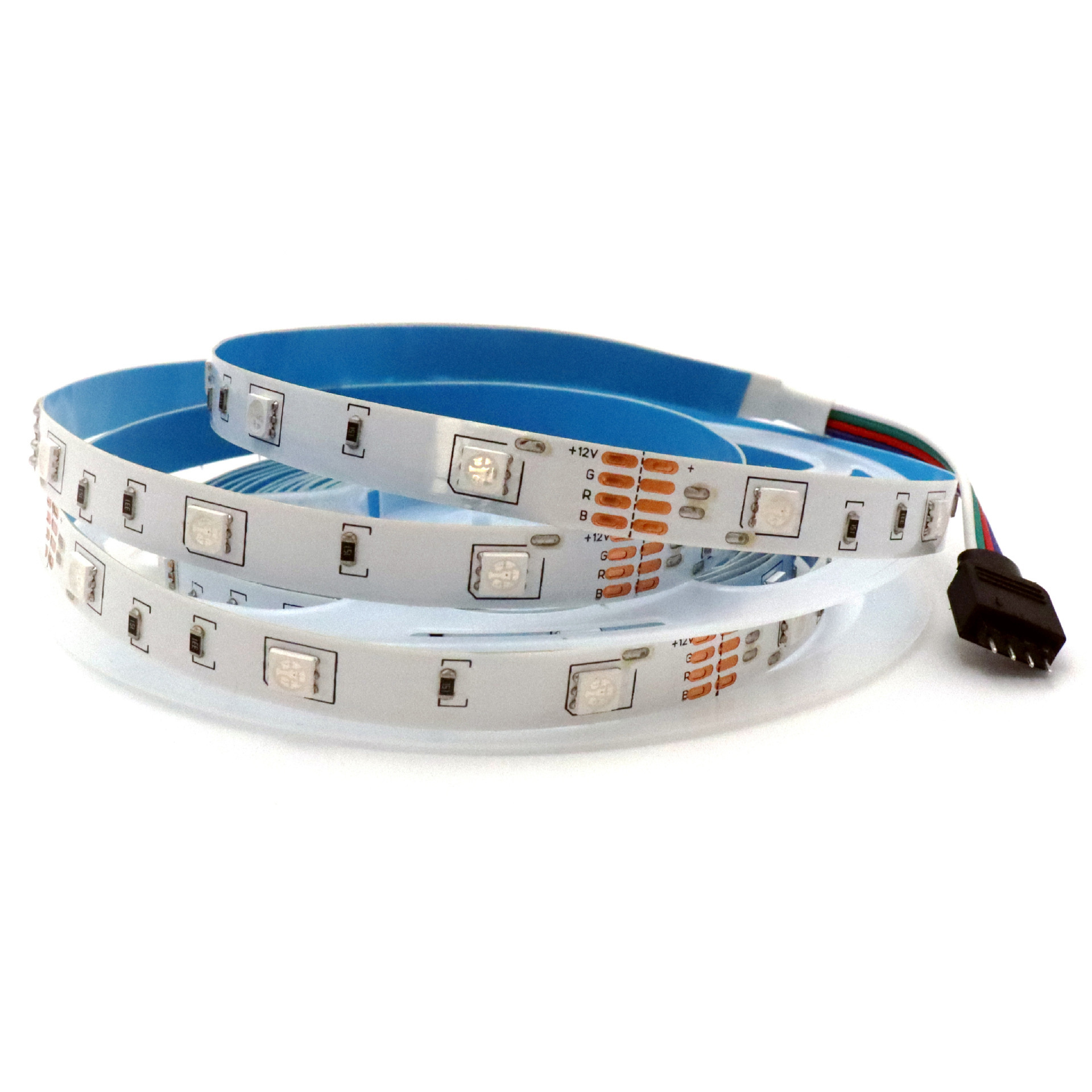 5V/12V/24V 5050 RGB Flexible LED Strip - connector and strip view