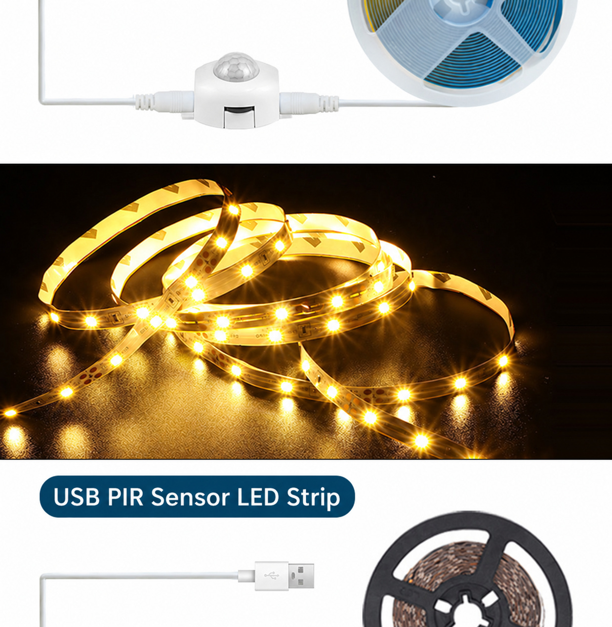 5V USB Motion-Sensor LED Strip System - illuminated strip effect