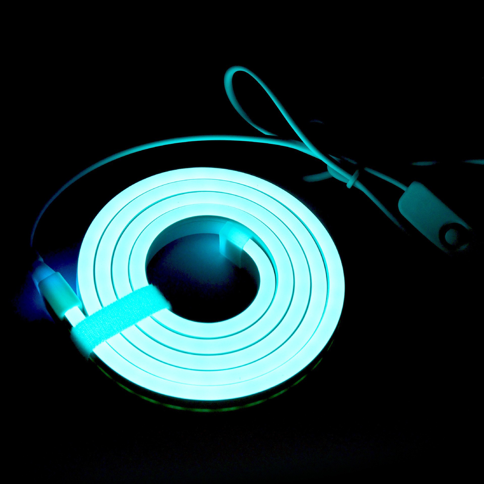 5V USB Flexible Neon Strip with Touch or Button Control - ice-blue lighting effect