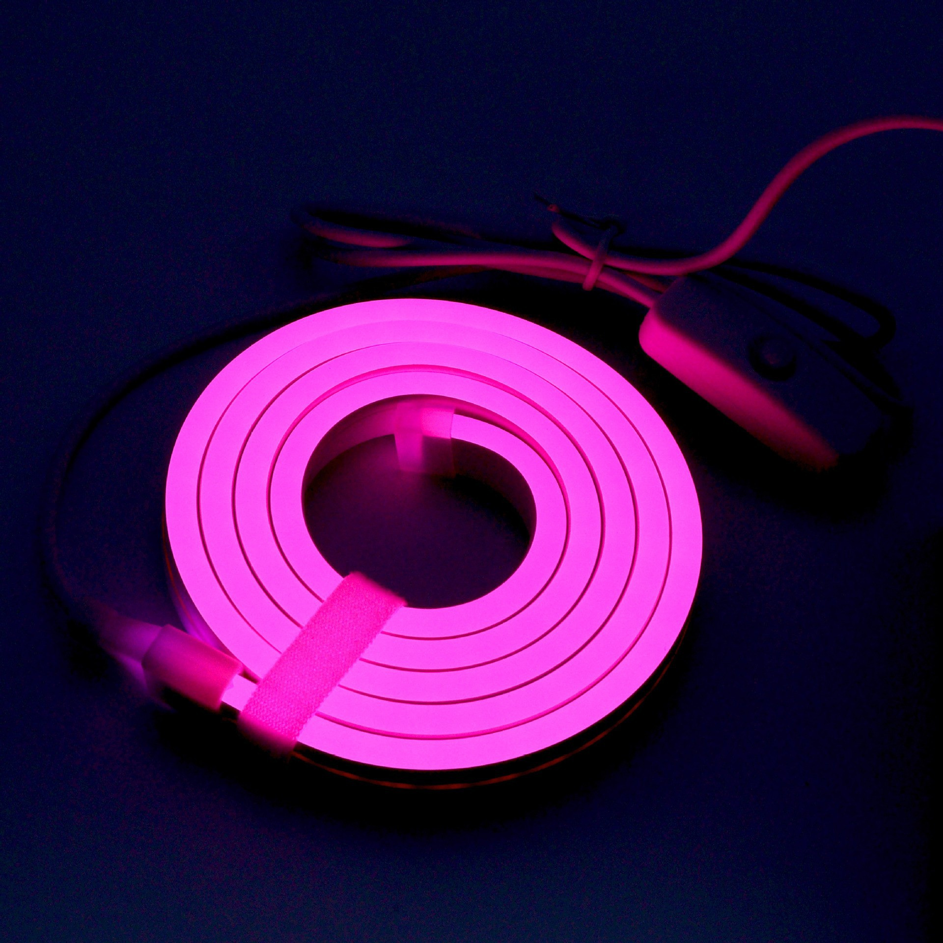 5V USB Flexible Neon Strip with Touch or Button Control - pink lighting effect