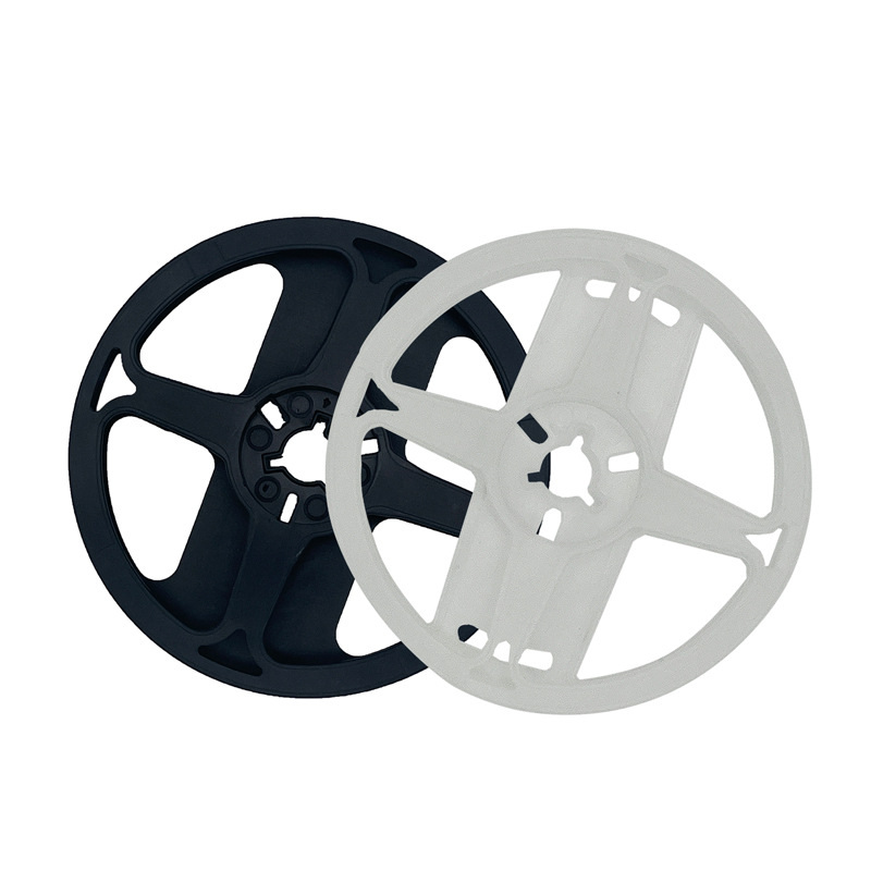 Black and white plastic reels for winding and storing LED strips