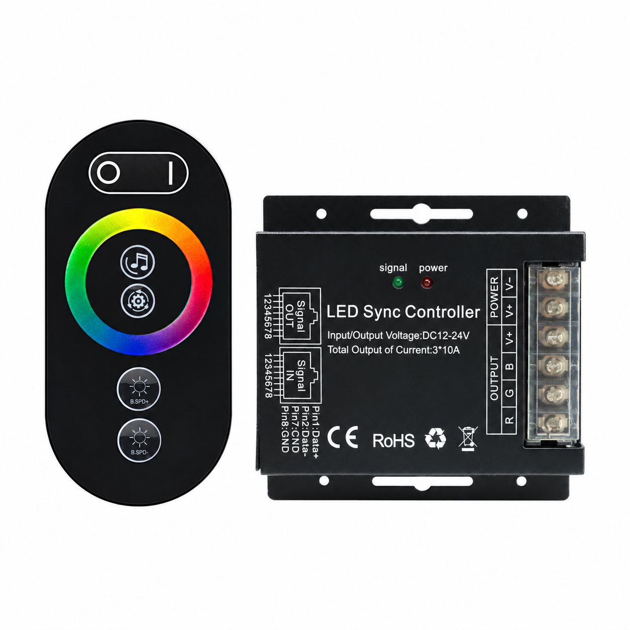 RGB music-synchronized LED controller with touch remote