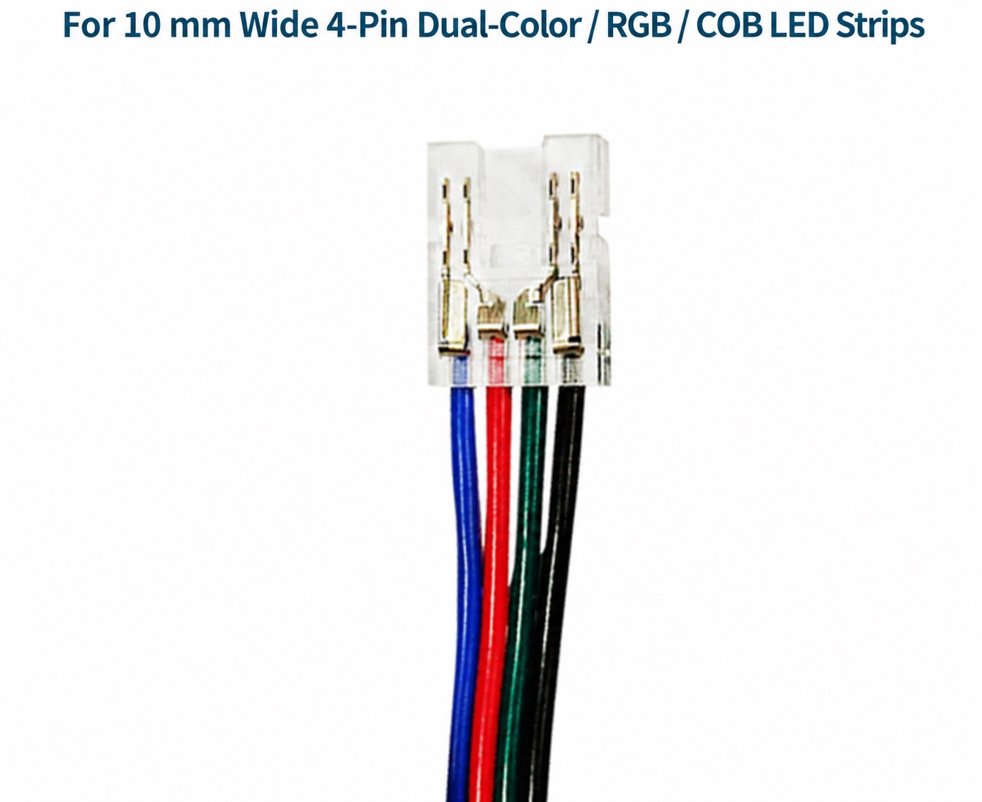 Solderless COB LED Strip Connector Range - 10 mm four-pin connector