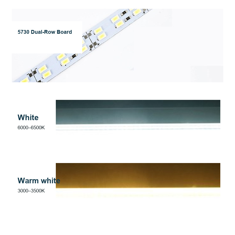 5730 dual-row board with white and warm-white light examples