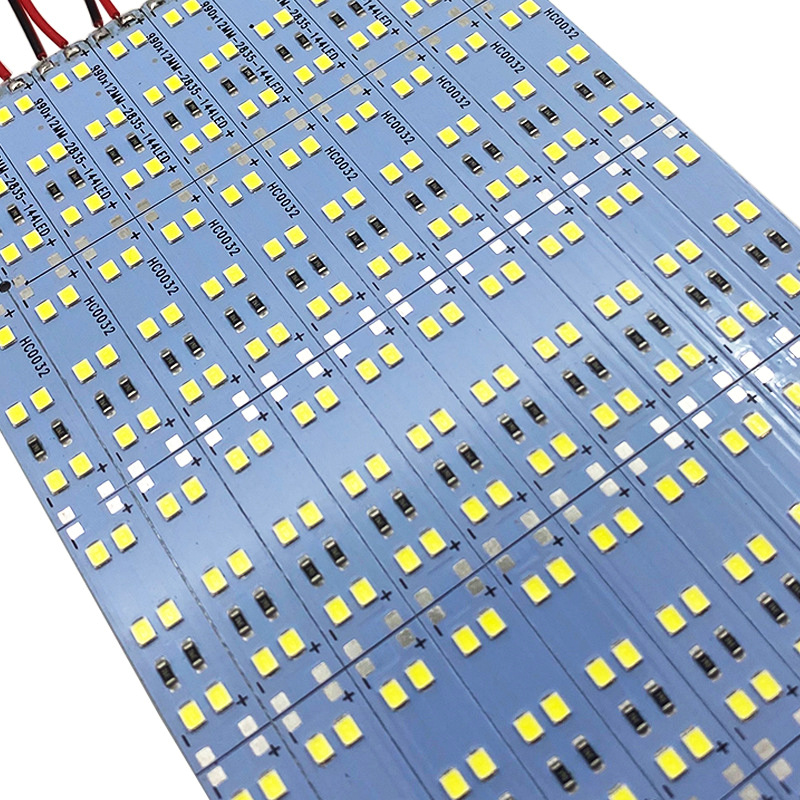 Angled close view of the dual-row 2835 LED board