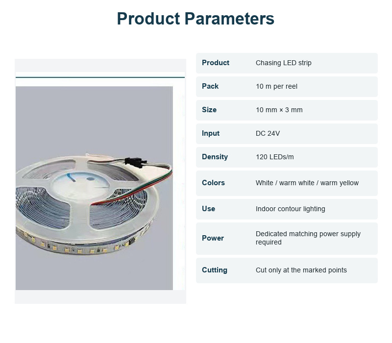 24V 2835 chasing LED strip parameter overview