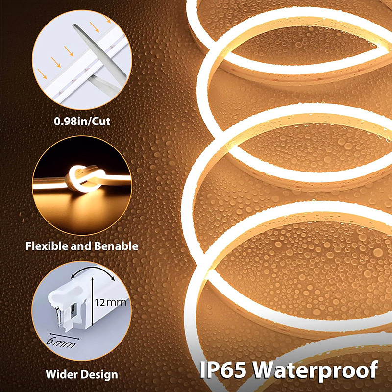 Flexible neon cross-section, cutting interval and IP65 feature panel