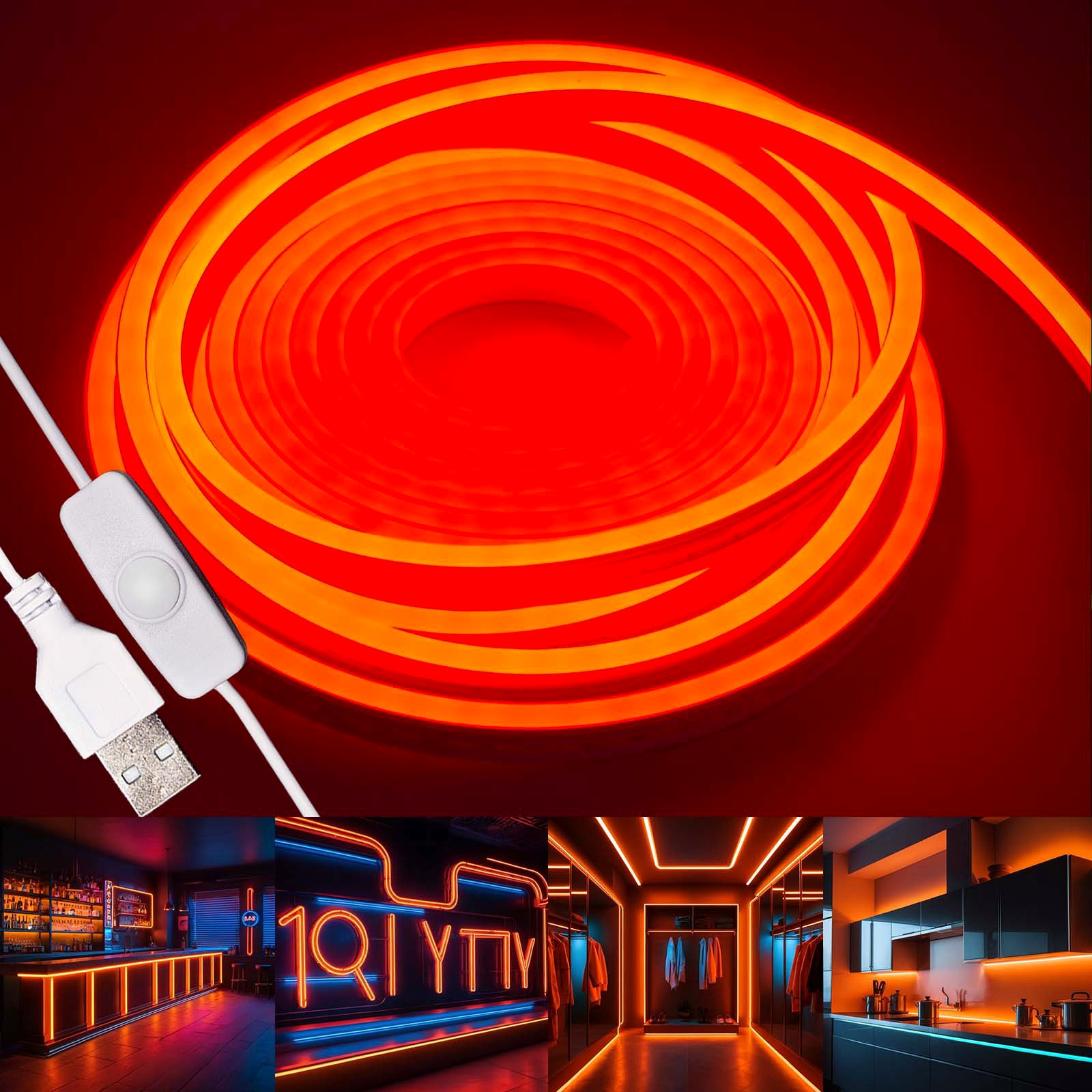 5V USB Button-Control Flexible Neon Strip