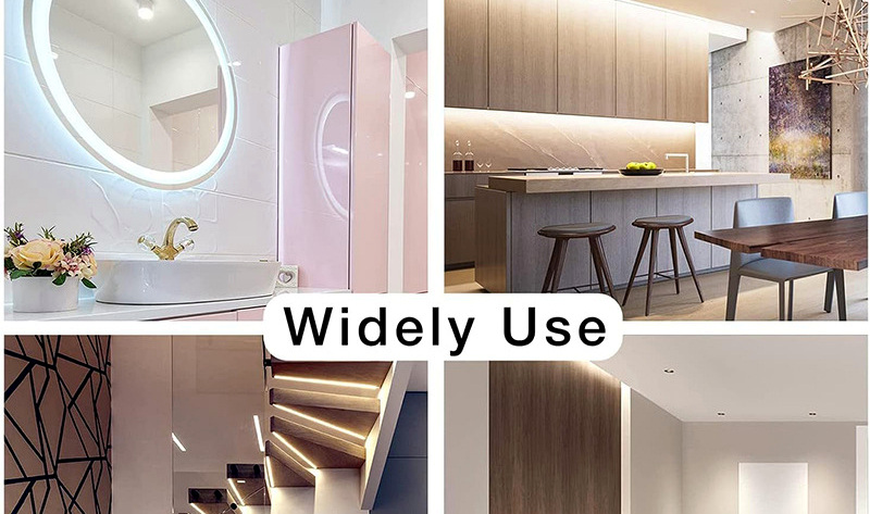Dual-white lighting applications in mirror, kitchen and stair areas