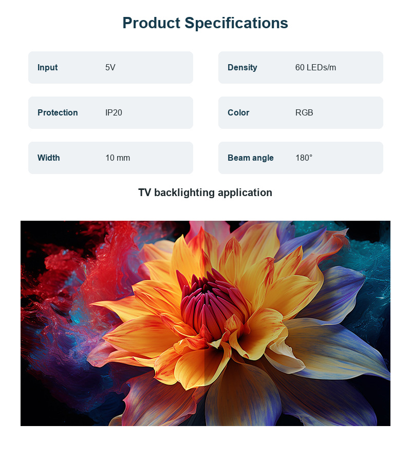 5V RGB flexible neon specifications and TV backlighting application