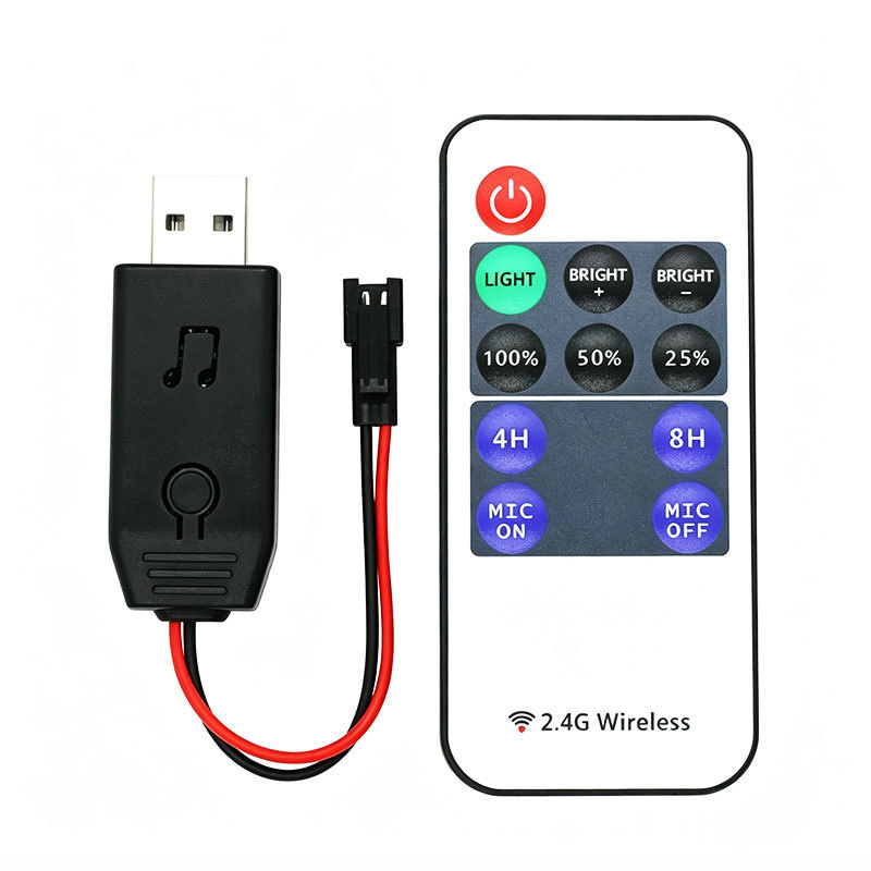 USB Sound-Reactive LED Controller with 2.4G Remote