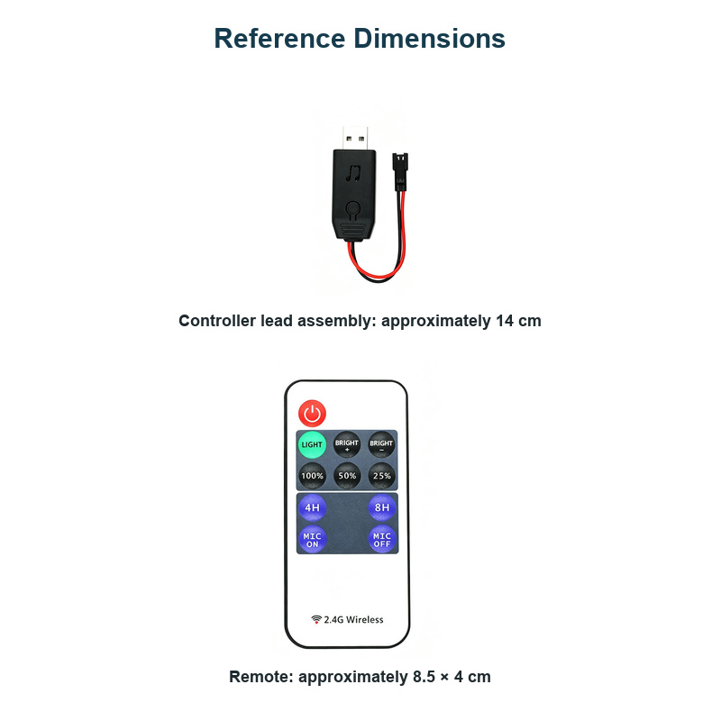 USB controller and remote reference dimensions