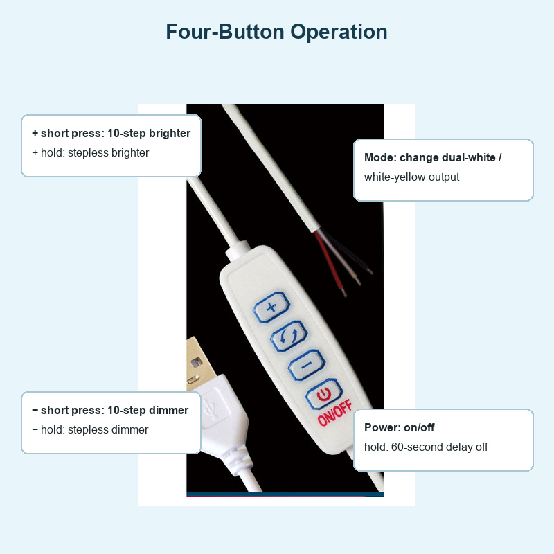 Four-button dimming and color-temperature control instructions