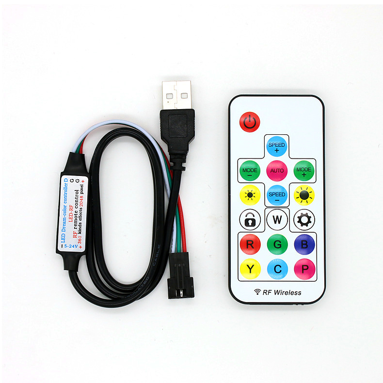 Main product image for the 5 V USB 21-key RF controller with a three-pin interface