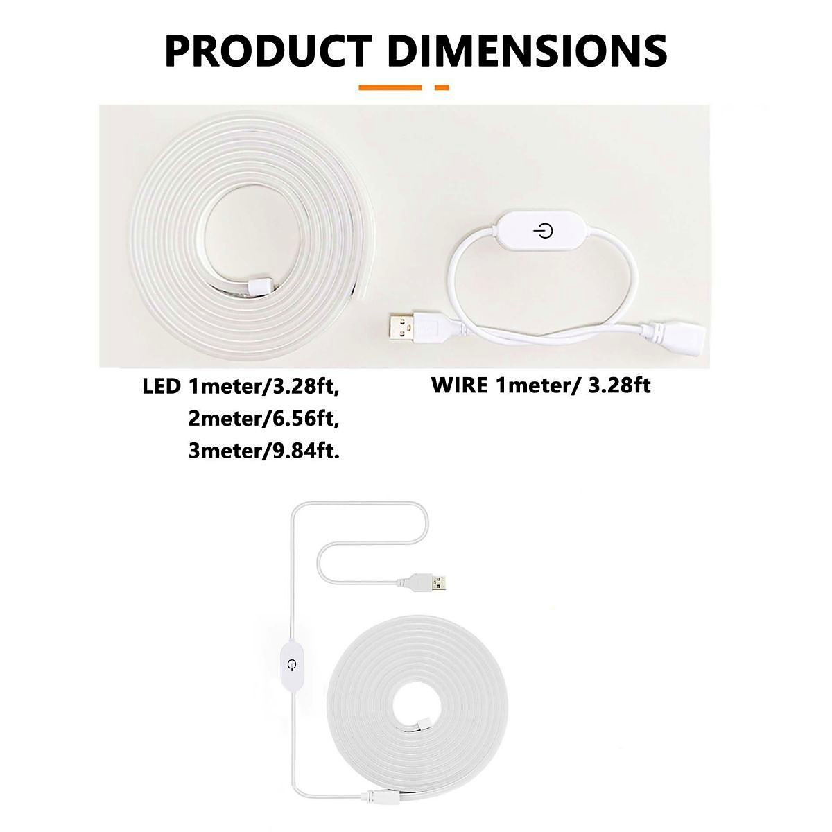 Length and lead layout for the USB touch-control fixed-color neon-flex family