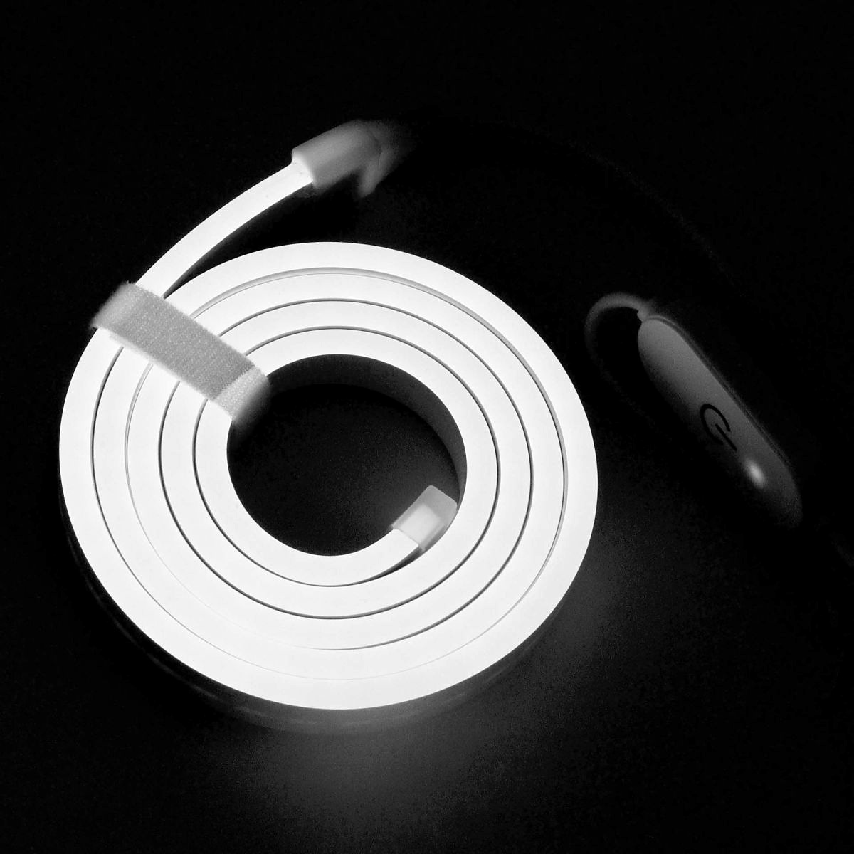 White lighting illustrating placement or visible light appearance for the USB touch-control fixed-color neon-flex family