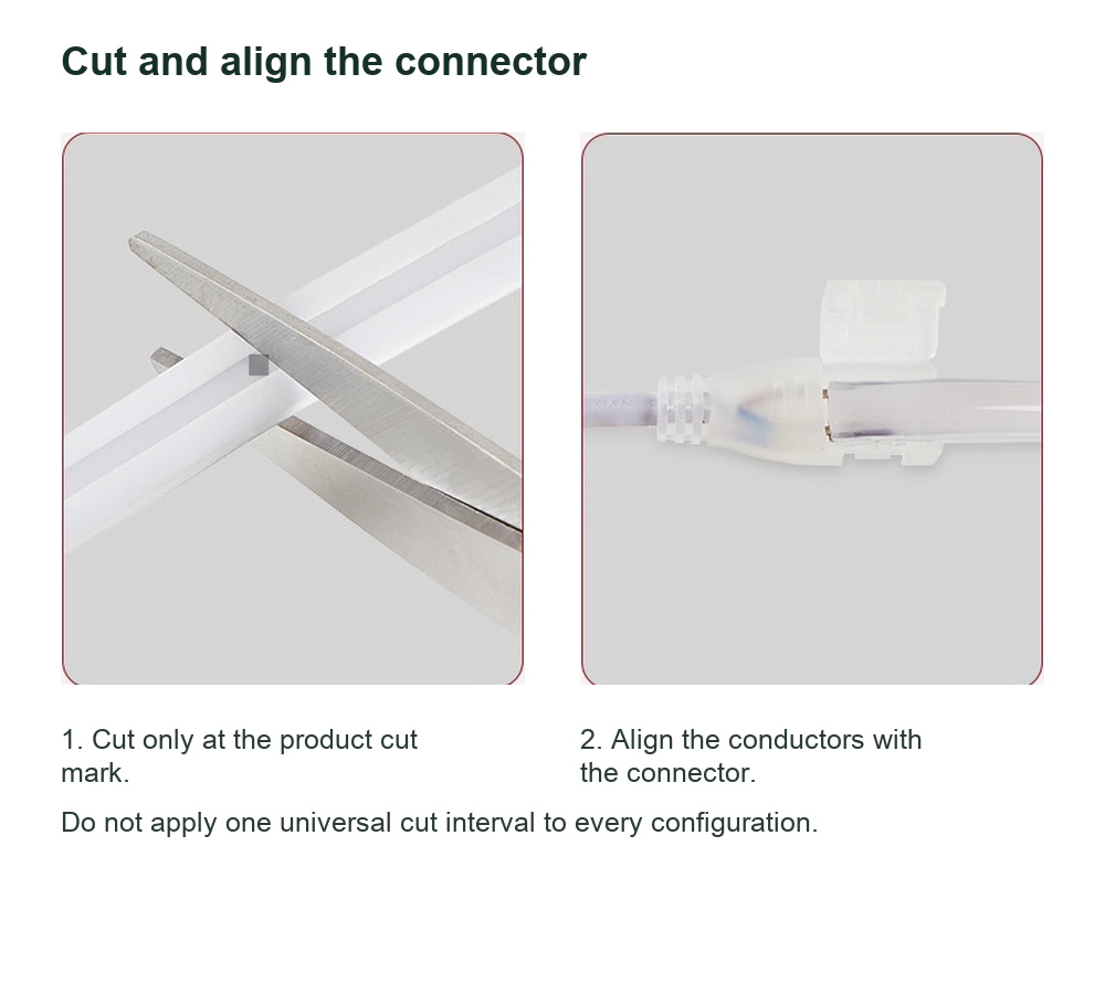 Cutting and connector-alignment steps for the silicone-encapsulated COB strip