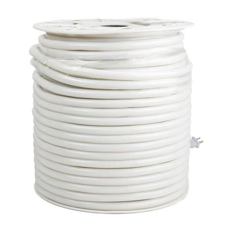 Reel of unlit white 360-degree round neon flex