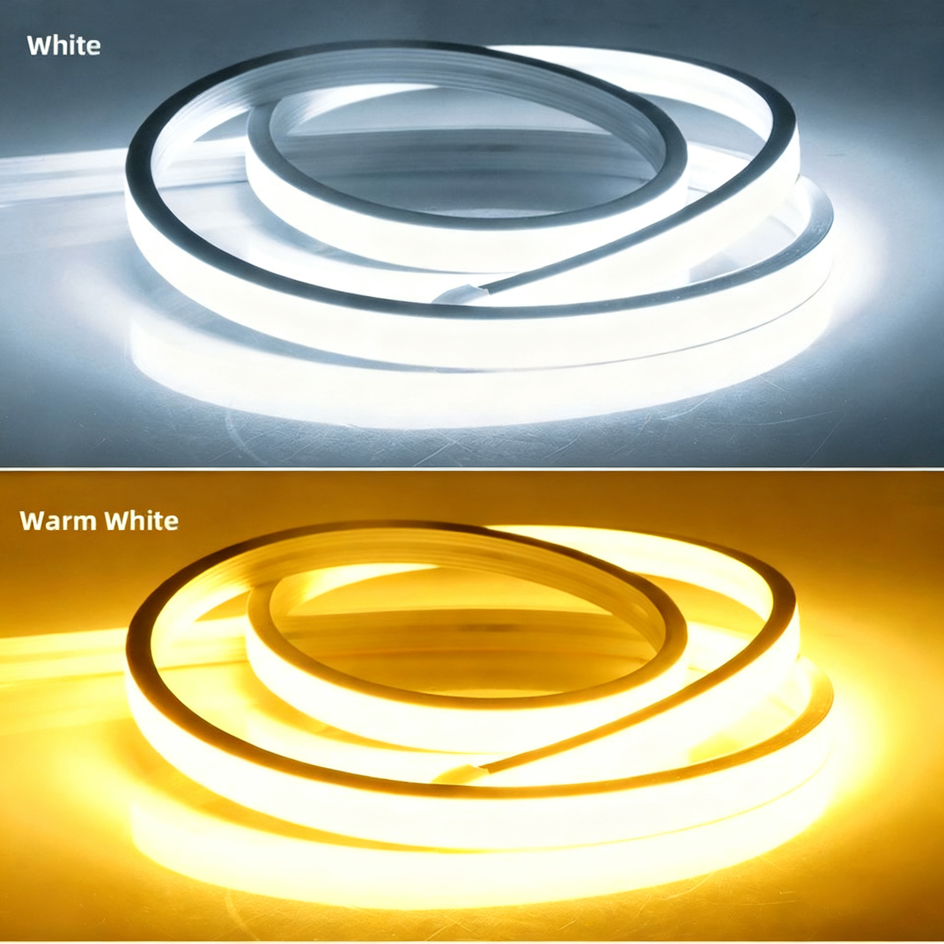 Warm-white and cool-white COB neon flex examples