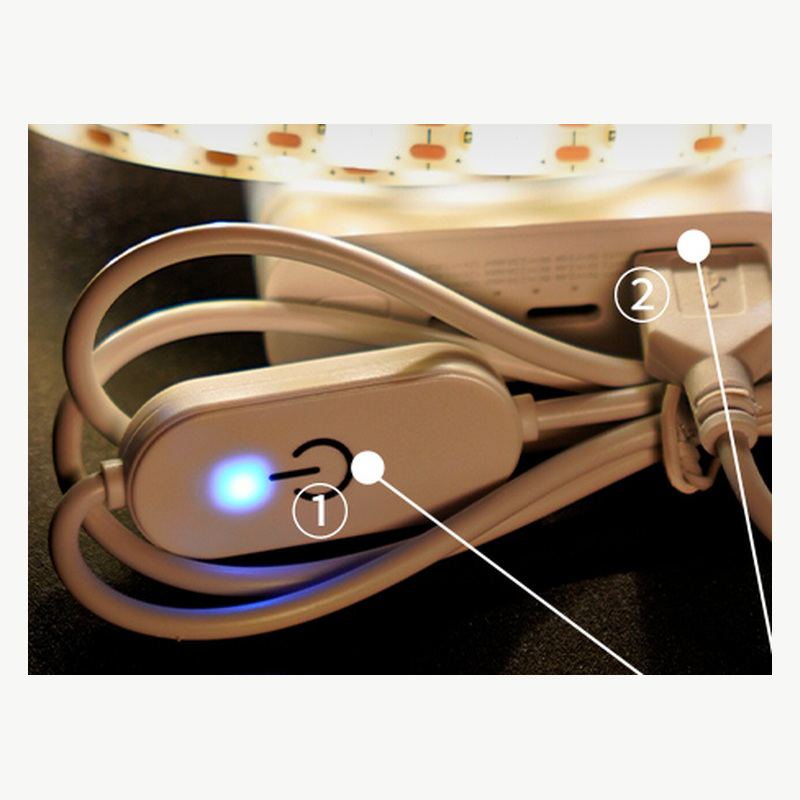 Inline touch controller connected between a USB lead and COB strip