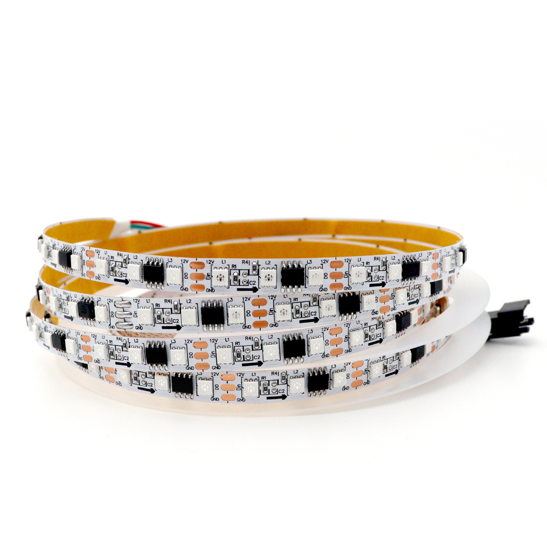 Coiled black-PCB addressable RGB flexible LED strip