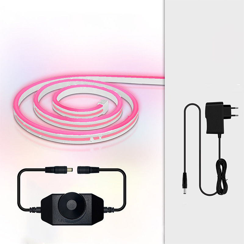 Pink 5 m neon flex kit with rotary dimmer and power adapter