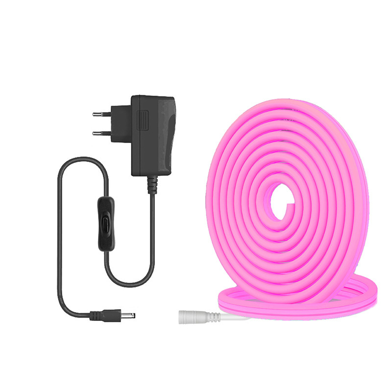 Pink 5 m neon flex kit with inline switch and power adapter