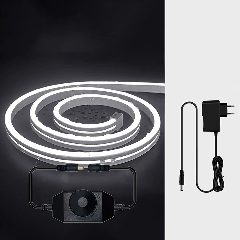 Cool-white 5 m neon flex kit with rotary dimmer and power adapter