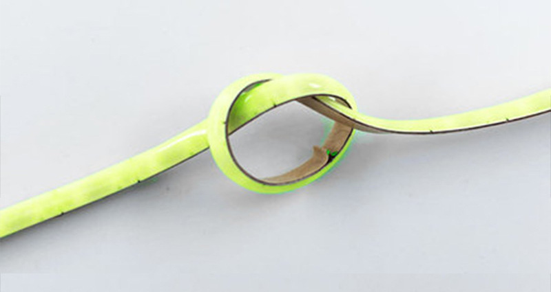 Ultra-narrow COB strip tied in a loose loop