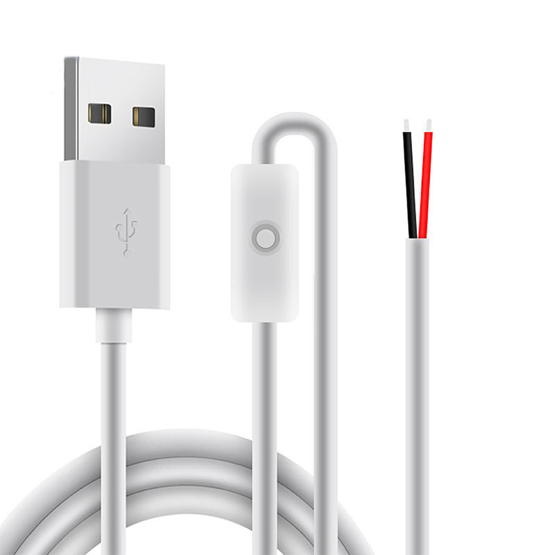 White USB power lead with inline switch and red-black output wires