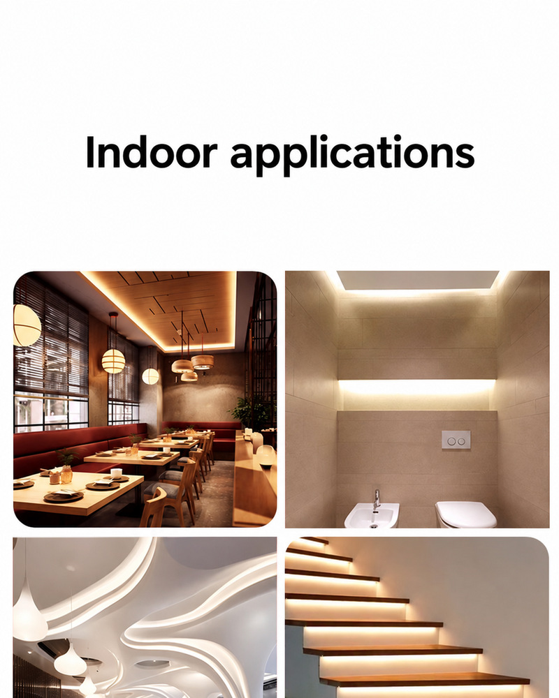 Indoor cove, stair, wall and cabinet lighting examples