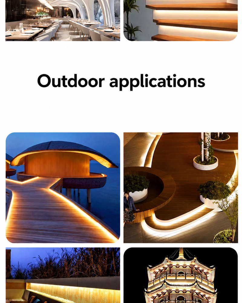 Outdoor architectural and landscape outline-lighting examples