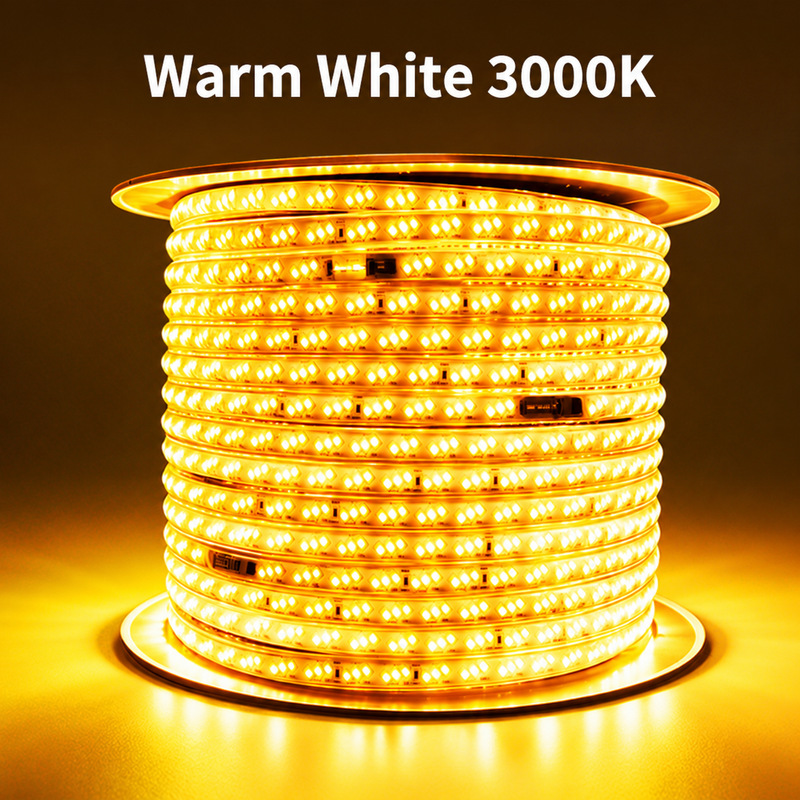Warm-white triple-row LED strip reel