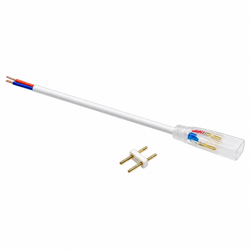 Separate two-pin solderless connector with cable lead