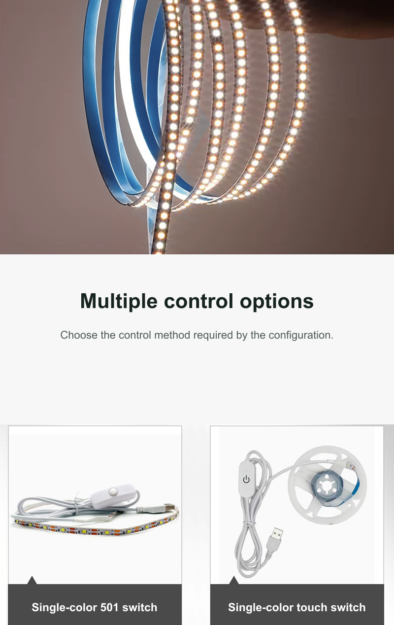 Multiple LED strip control options shown as separate configurations