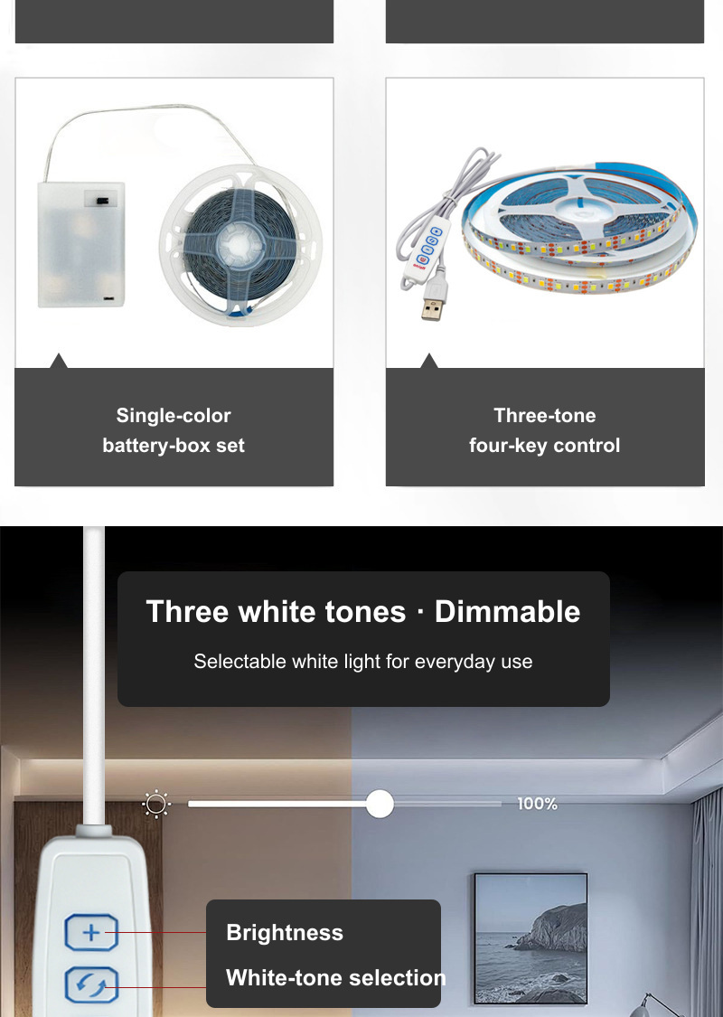 Battery-box and four-key tunable-white control functions