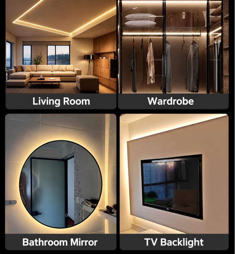 Living-room, wardrobe, bathroom mirror and TV backlight applications