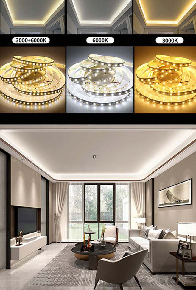 Cove, furniture and living-room applications for selectable white lighting