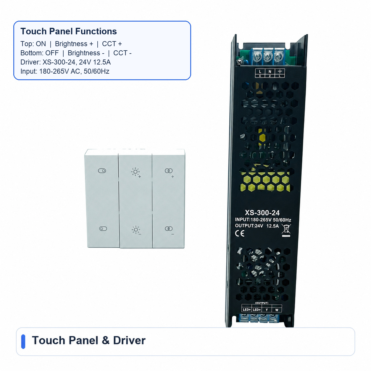 Touch Panel & Driver for 12V Dimmable Power-supply LED power supplies and adapters