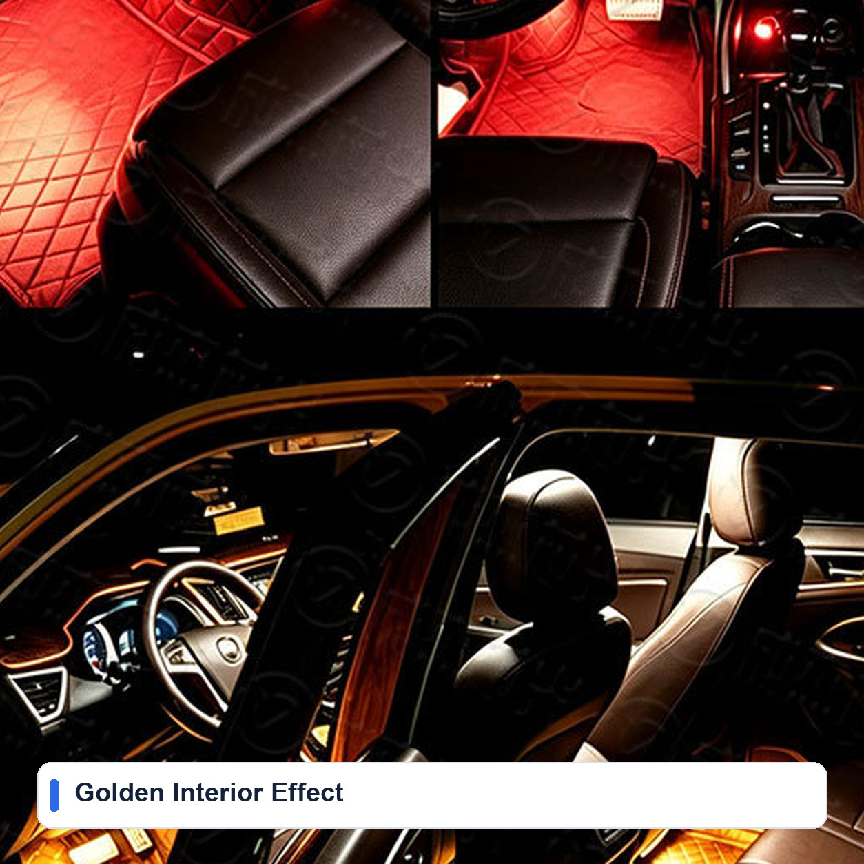 Golden Interior Effect for RGB Automotive ambient lighting kits